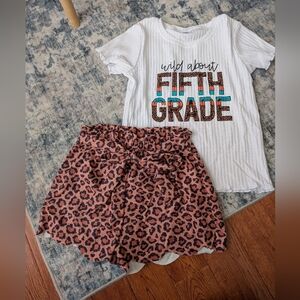 Sparkle In Pink Wild About Fifth Grade Outfit T-shirt Tie Shorts Sz 6XL(14-16)